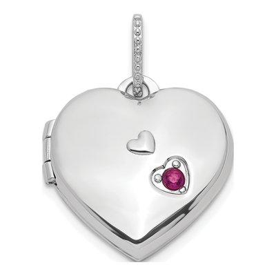 Sterling Silver Lab-Created Ruby Heart Locket