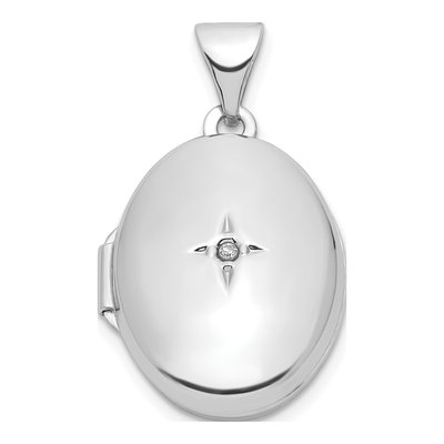Sterling Silver Diamond Oval Locket