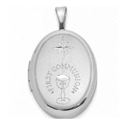 Sterling Silver First Communion Oval Locket
