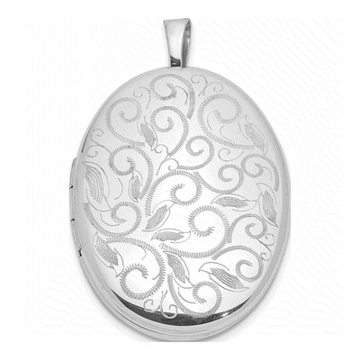 Sterling Silver Oval Scroll Locket