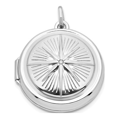 Sterling Silver CZ Compass Locket