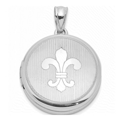 Sterling Silver Fleur de Lis Round Locket