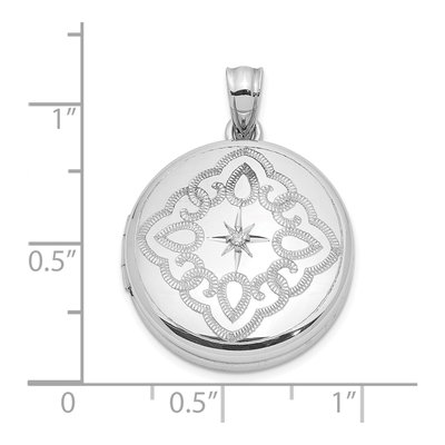 Sterling Silver 1/20 ct tw Diamond Lace Round Locket – view 3