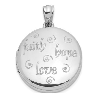 Sterling Silver Faith Hope Love Round Locket