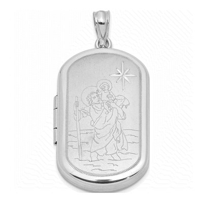 Sterling Silver St Christopher Rectangle Locket