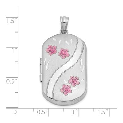 Sterling Silver Enamel Flowers Rectangle Locket – view 3