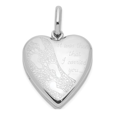 Sterling Silver Footprints Heart Swing Locket