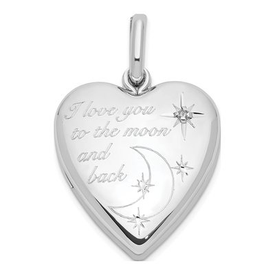 Sterling Silver Diamond Moon Swing Locket