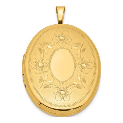 14K Gold-Filled Floral Oval Locket