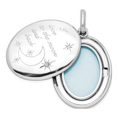Sterling Silver Diamond Moon Swing Locket – view 5