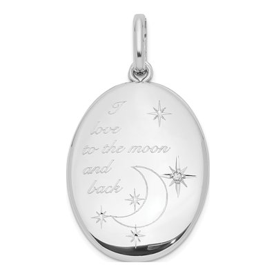 Sterling Silver Diamond Moon Swing Locket