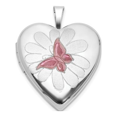 Sterling Silver Butterfly Heart Locket
