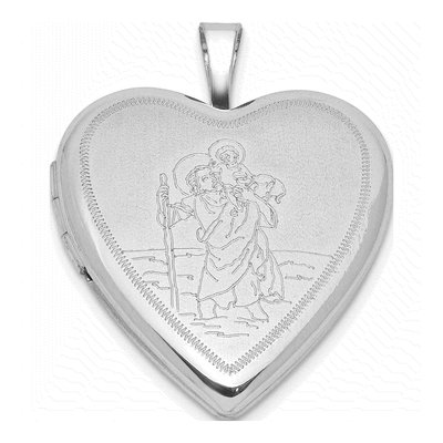 Sterling Silver St Christopher Heart Locket