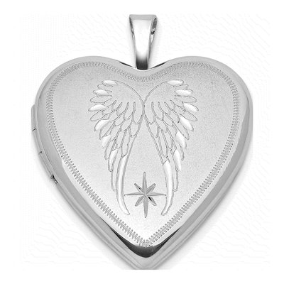 Sterling Silver Angel Wings Heart Locket