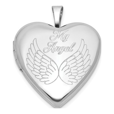 Sterling Silver Angel Wings Heart Locket