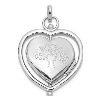 Sterling Silver Floral Mom Reversible Heart Locket – view 3