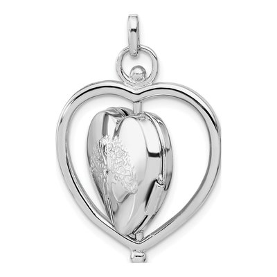 Sterling Silver Floral Mom Reversible Heart Locket – view 5