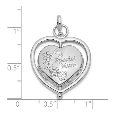 Sterling Silver Floral Mom Reversible Heart Locket – view 6