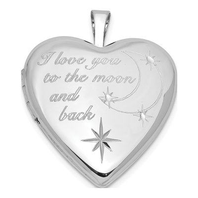 Sterling Silver I Love You to Moon Heart Locket