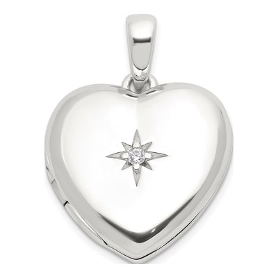 Sterling Silver CZ Heart Locket
