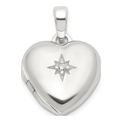 Sterling Silver CZ Heart Locket