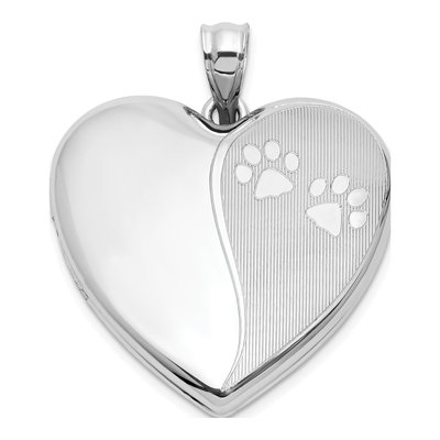 Sterling Silver Paw Print Heart Locket