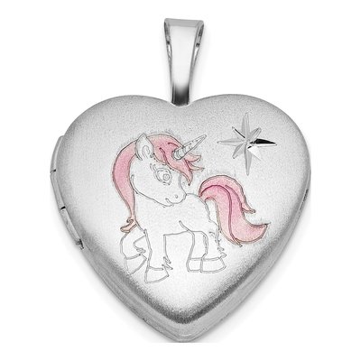Sterling Silver Unicorn Heart Locket