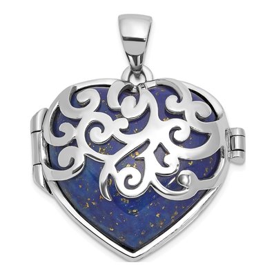 Sterling Silver Lapis Lazuli Heart Locket