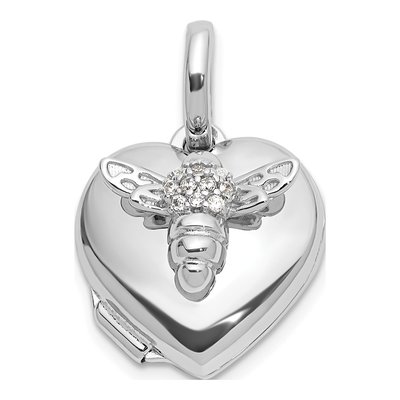 Sterling Silver CZ Bee Heart Locket