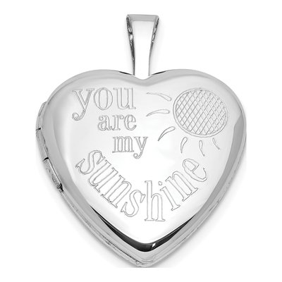 Sterling Silver You Are My Sunshine Heart Locket
