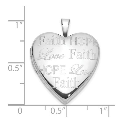 Sterling Silver Love Faith Hope Heart Locket – view 5