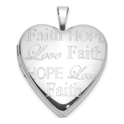 Sterling Silver Love Faith Hope Heart Locket