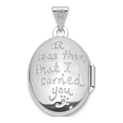 Sterling Silver Foot Prints Reversible Oval Locket – view 4