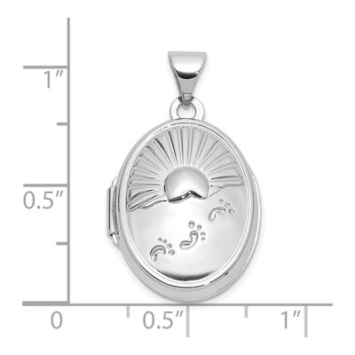 Sterling Silver Foot Prints Reversible Oval Locket – view 6