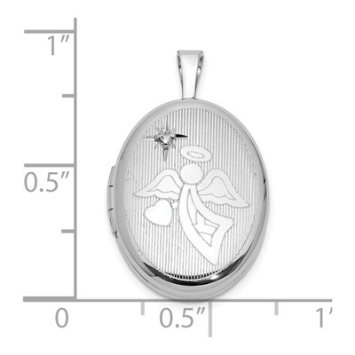 Sterling Silver 1/20 ct tw Diamond Angel Oval Locket – view 6
