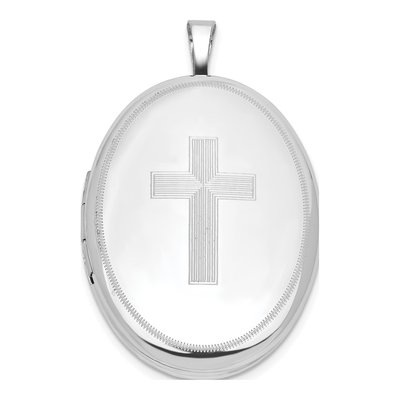 Sterling Silver Cross Oval Locket