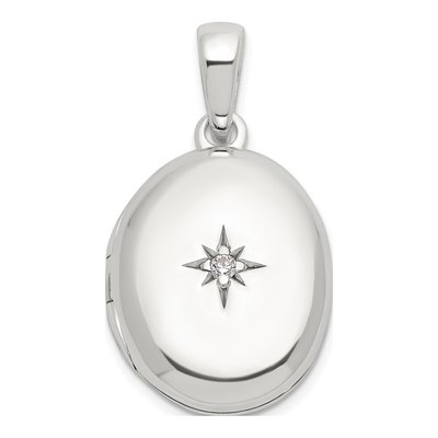 Sterling Silver CZ Oval Locket
