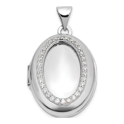 Sterling Silver CZ Oval Locket