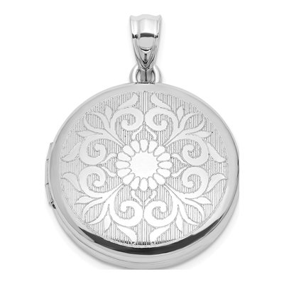 Sterling Silver Floral Filigree Round Locket