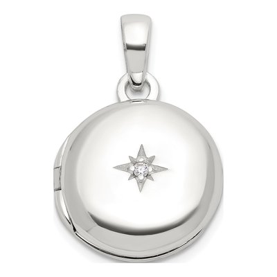 Sterling Silver CZ Round Locket