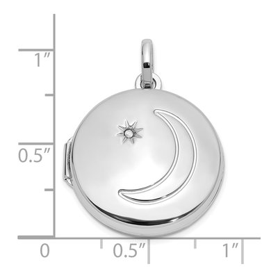Sterling Silver Diamond Moon Star Locket – view 6
