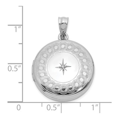 Sterling Silver 1/20 ct tw Diamond Star Round Locket – view 6