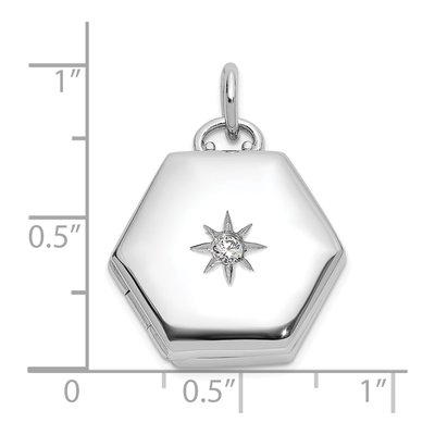 Sterling Silver CZ Star Hexagon Locket – view 6