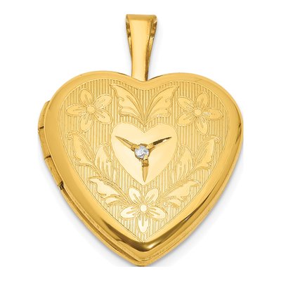 14K Gold-Filled 1/20 ct tw Diamond Filled Heart Locket – view 4