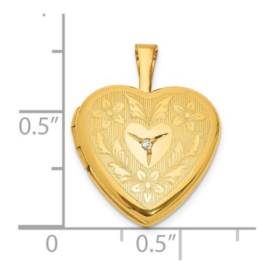 14K Gold-Filled 1/20 ct tw Diamond Filled Heart Locket – view 5