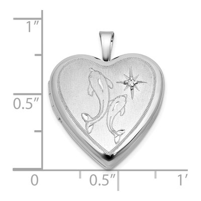 Sterling Silver 1/20 ct tw Diamond Two Dolphins Heart Locket – view 5