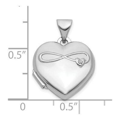 Sterling Silver Diamond Infinity Heart Locket – view 5