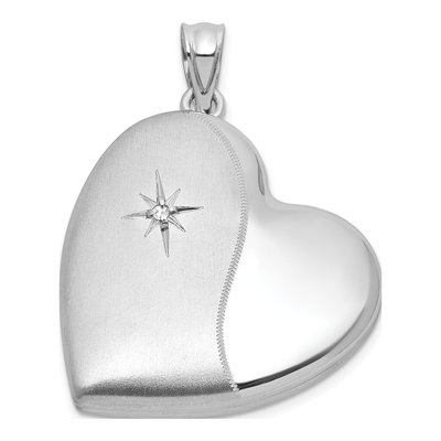 Sterling Silver 1/20 ct tw Diamond Heart Locket