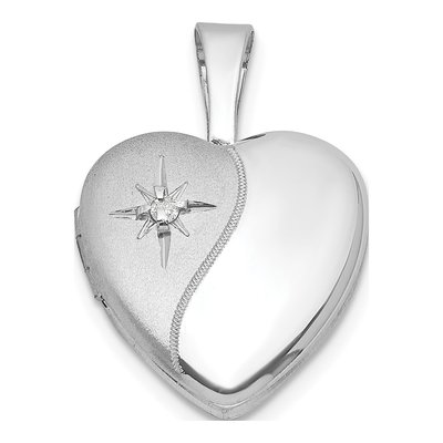 Sterling Silver 1/20 ct tw Diamond Heart Locket