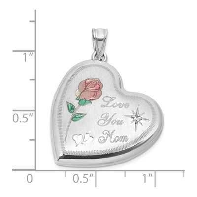 Sterling Silver 1/20 ct tw Diamond Heart Love You Mom Locket – view 5